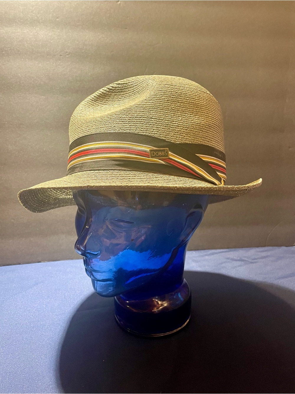 Dobbs Straw Fedora with Striped Band - Moss Green